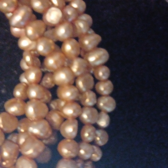 GENUINE BAROQUE PEARLS 925 STERLING SILVER, 8 STRANDS, 17 INCHES, 21mm, LIKE NEW - Picture 2 of 4